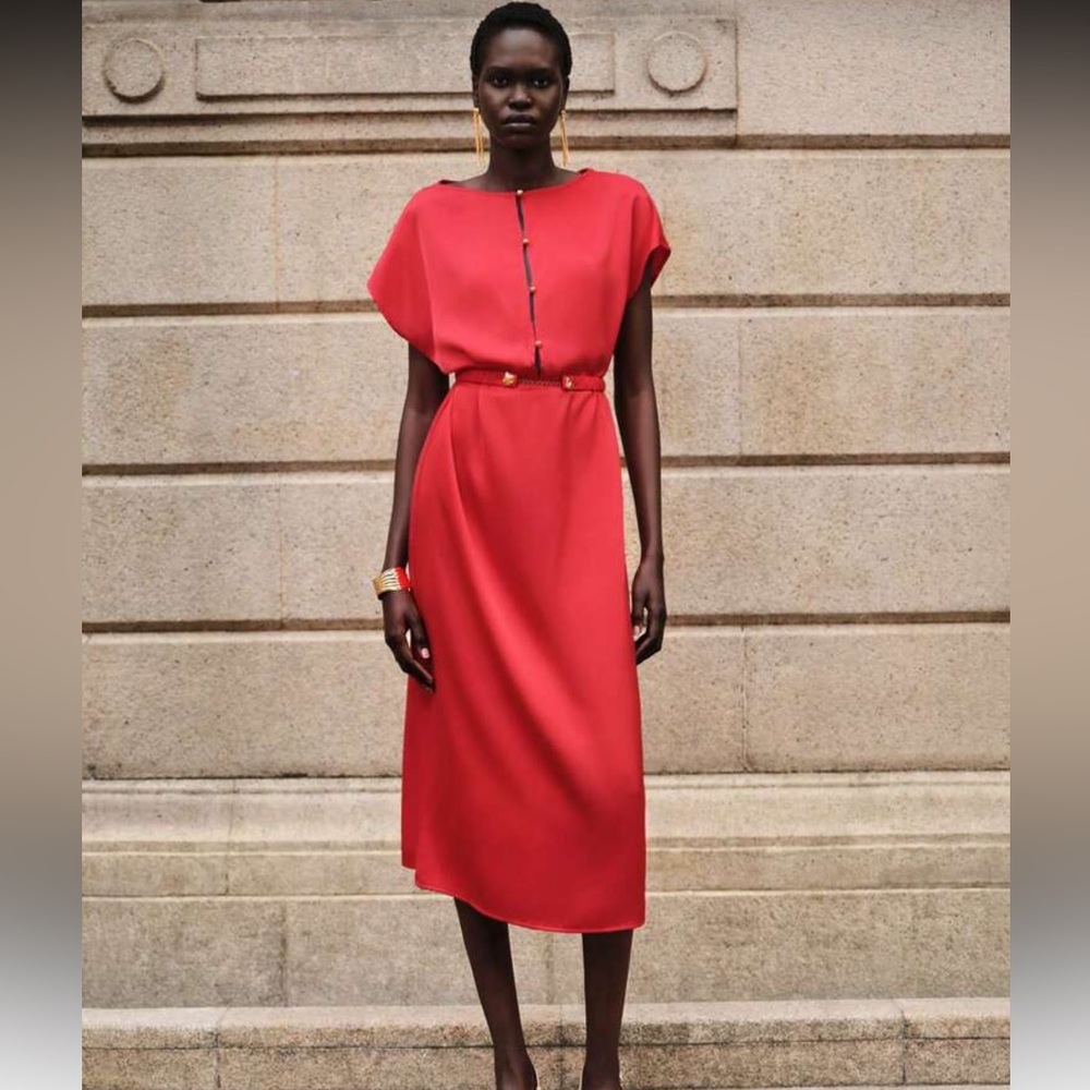 Elegant Red Midi Dress XL